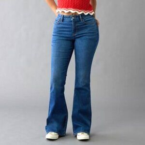 Blue Women's High-Rise Flare Jeans